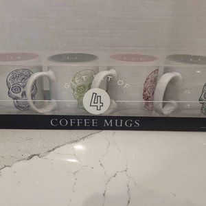 Day of the Dead Coffee Mug Set of 4 NWT Spooky Goth Halloween Home Decor